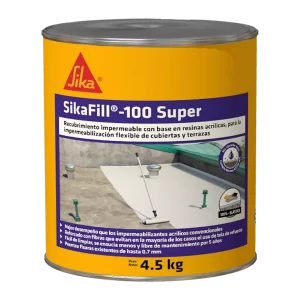 SikaFill 100 Super blanco impermeabilizante acrílico para cubiertas, techos y terrazas 4.5KG