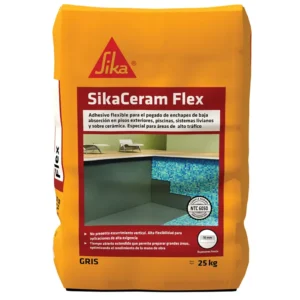 SikaCeram Flex Gris pega enchapes de baja absorción en pisos exteriores 25Kg