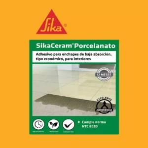 SikaCeram Porcelanato Gris pega enchape cementicio de baja absorción en interiores 25KG
